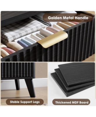 Fluted Dresser for Bedroom with 5 Deep Drawers, 47in Tall Chest of Drawers