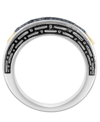 Men's Black Spinel (1-1/10 ct. t.w.) Ring in Sterling Silver with 18k Yellow Gold
