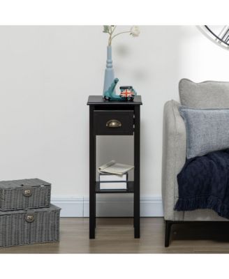 29" 2-Tier Side Table with Drawer Shelf, End Table for Living Room,