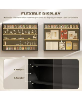 5-Tier Display Cabinet Glass Cabinet with 4 Adjustable Shelves