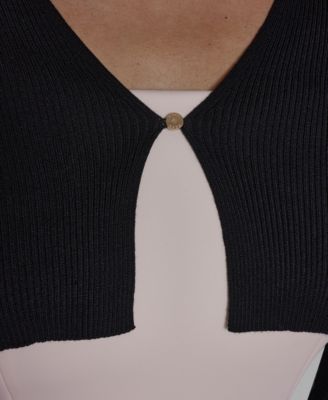 Women's Knit V-Neck Cropped Cardigan Sweater