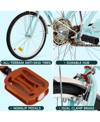 24-Inch Leisure Cruiser Bike with Low Step Frame, Passenger Seat & Removable Footrests