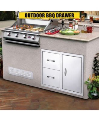 33W x 22H x 22D Inch Outdoor Kitchen Drawer Combo, Paper Towel Rack, Stainless Steel, BBQ Grill Station