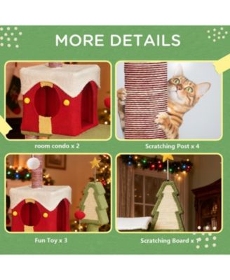 Festive 54" Christmas Cat Tree with Multi-Level Perches, Condos & Scratching Posts
