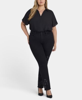 Plus Size Marilyn Straight Embroidery Jeans