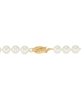 White Cultured Freshwater Pearl (6-7mm) Necklace in 14k Yellow Gold