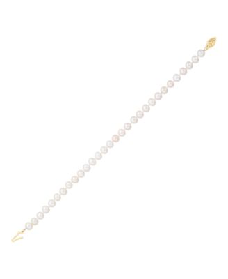 White Cultured Freshwater Pearl (5-6mm) Bracelet in 14k Yellow Gold