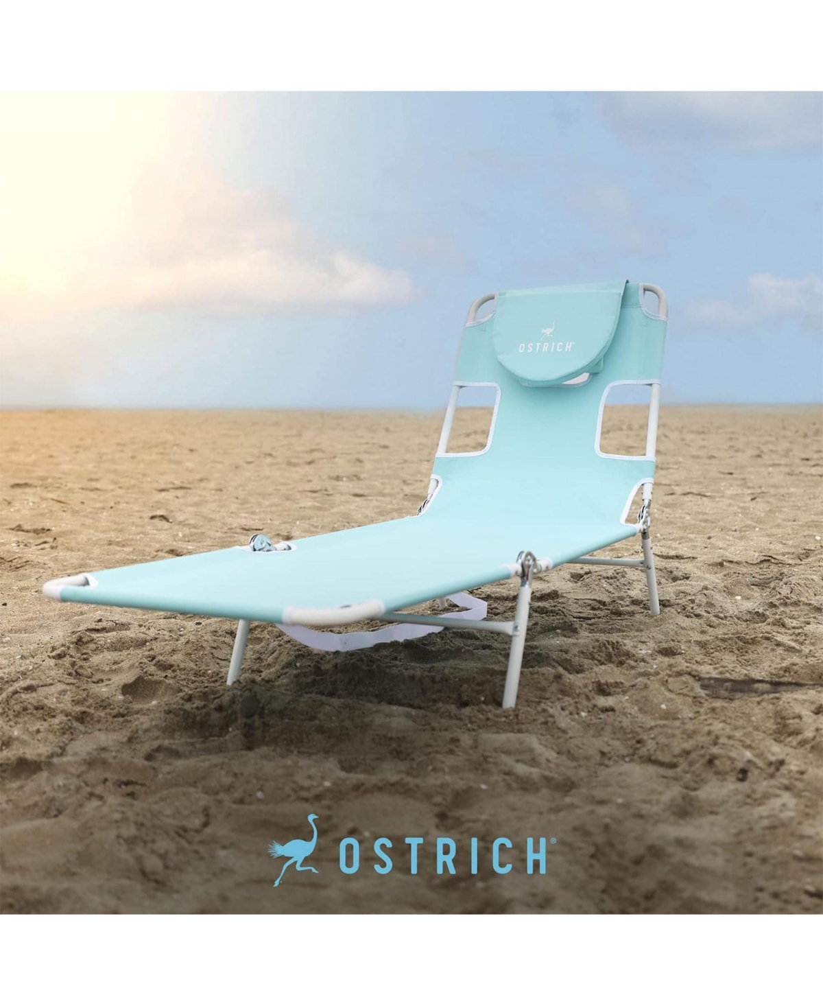 Ostrich Chaise Lounge, Versatile Facedown Beach Camping Pool Tanning Chair