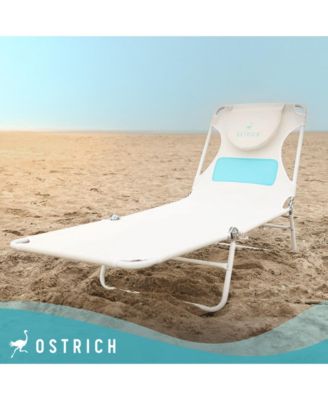 Ladies Comfort Lounger, Foldable Beach Camping Pool Tanning Chair, White