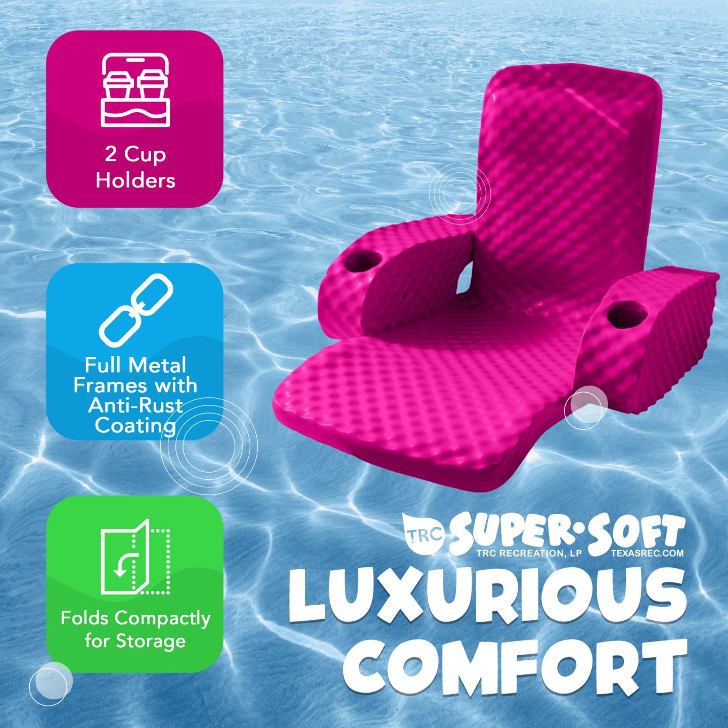 Детская игрушка TRC Recreation Baja Folding Floating Pool Lounge Chair, Ages 14 & Up — фото 9