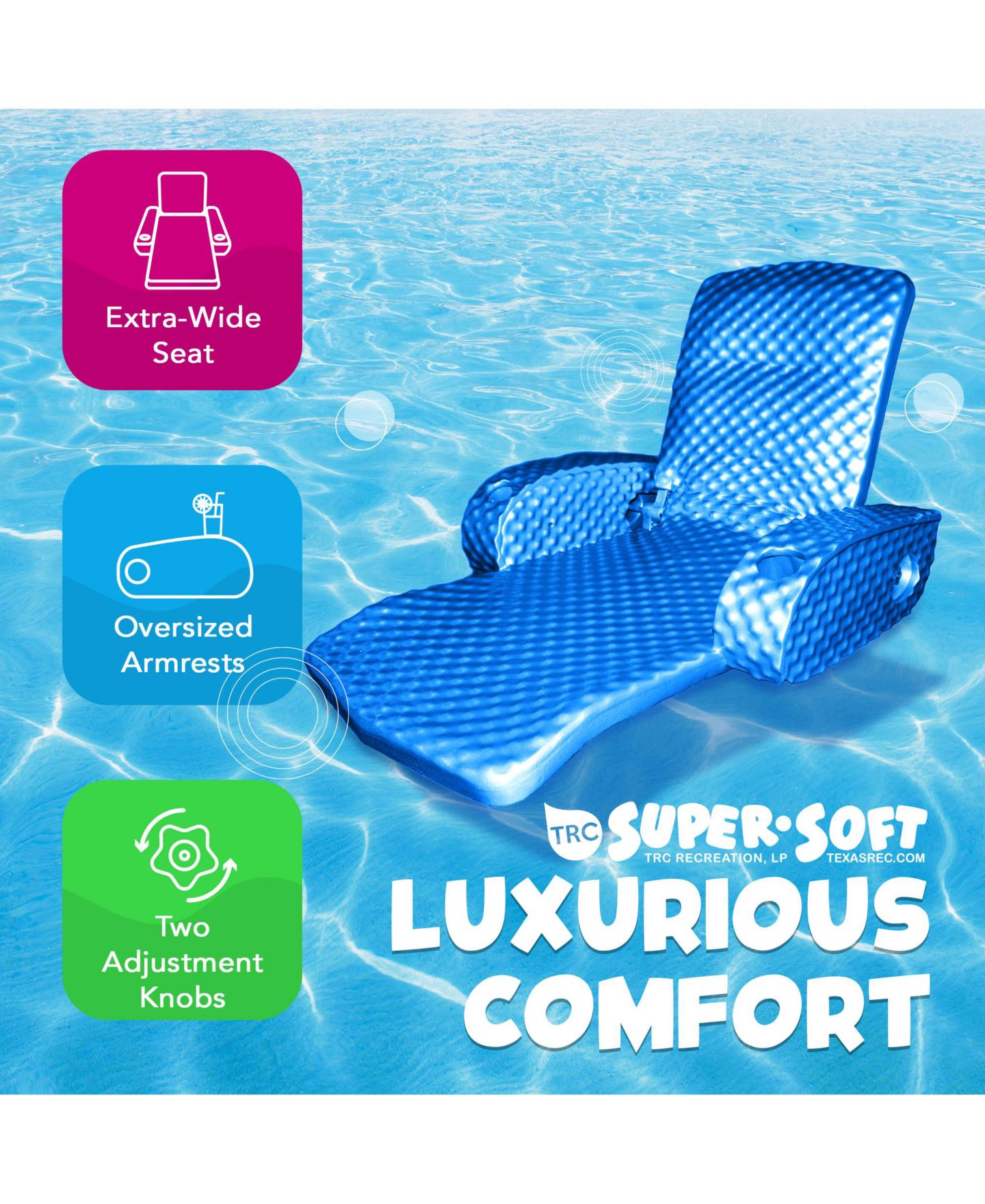 Детская игрушка TRC Recreation Super Soft Adjustable Floating Pool Lounger Recliner Float, 1-Person Capacity, Ages 8-10 — фото 2