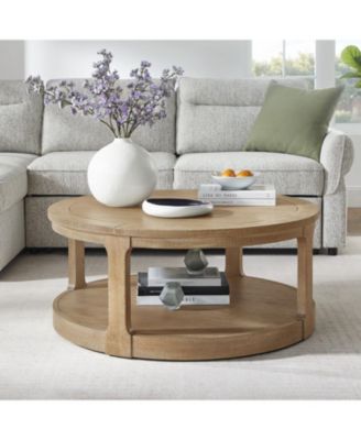 Streamdale Curved 2-Tier Round Coffee Table with Wheels