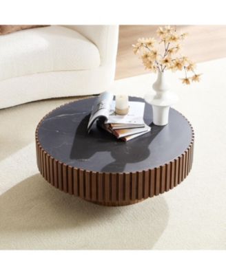  Nesting Round Sintered Stone Coffee Table - Walnut