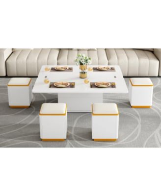 Lift-Top Coffee Table with 4 Stools