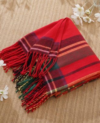 Yarn-Dyed Woven Plaid Fringe Throw, 60" x 50"