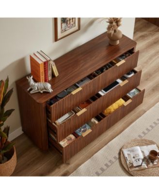 Modern 6-Drawer Dresser, Wide Chest