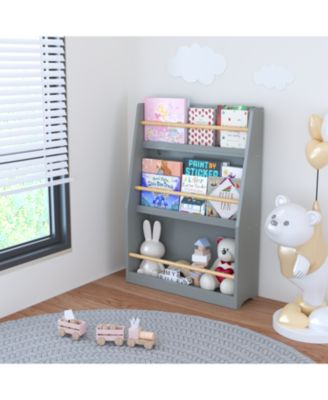 + 3 Tier + Wood (or MDF if applicable) + Gray Finish + Kids Bookshelf
