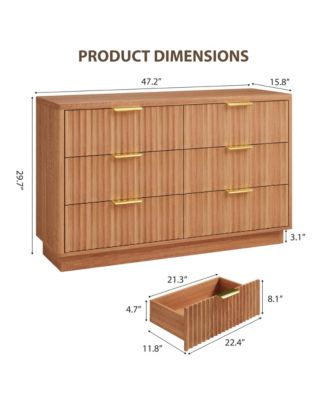 6-Drawer Modern Wood Dresser 47" Storage Chest of Drawers Cabinet for Bedroom, Living Room, Hallway