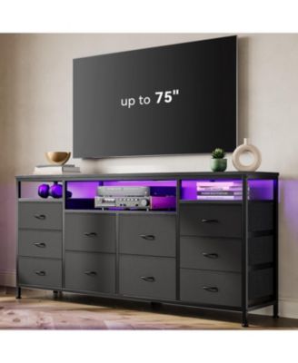 63.3 Inch Black Dresser for Bedroom, 10 Drawer Dresser, TV Stand, Large Storage Chest Organizer