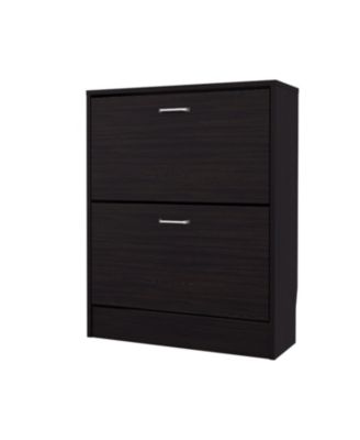 Ozzy Shoe Cabinet, 2 Tilt-Out Doors, Slim Design, Internal Supports, Modern Style, Wenge