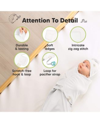 3-Pack Organic Baby Swaddle Sleep Sacks with Knot Hats, Newborn Baby Swaddles Wrap, Ergonomic Wearable Blanket