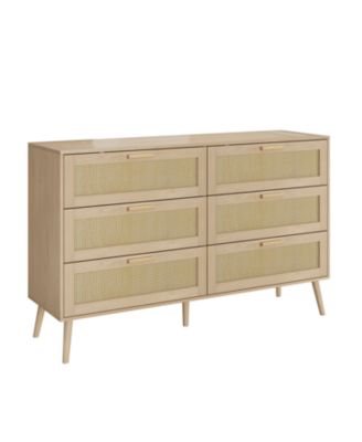 Streamdale Modern Rattan Dresser with 6 Drawers
