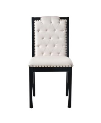 6-Piece Dining Table Set- 60" Table, 4 Tufted Chairs & Bench (Black)