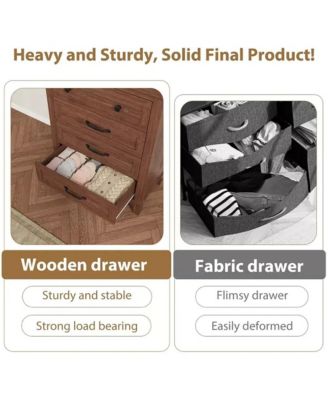 4-Drawer Brown Freestanding Vertical Dresser 34.8" Tall, Large Storage Closet Chest for Bedroom, Living Room