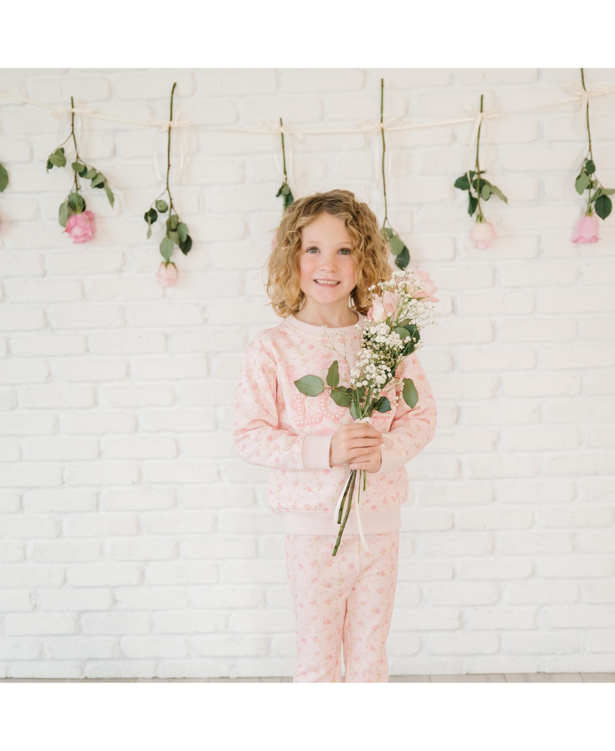 Sweet Wink Toddler Girls Pink Rose Love Patch Sweatshirt