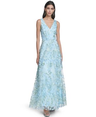 Petite 3D Floral Appliqu&eacute; Gown