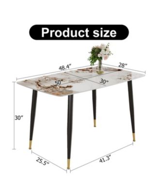 Streamdale Sintered Stone Dining Table, Black Metal Legs