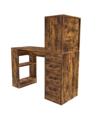 Streamdale Computer Desk with Socket, Drawers & Shelves - Carbonized Wood