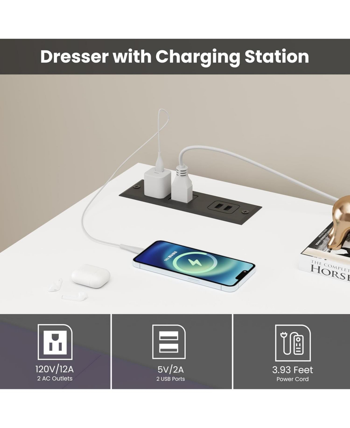 gaomon 6-Drawer Modern Wide Wood Dresser, Large Chest of Drawers with Wide Top for Bedroom, Closet, Living Room, Hallway