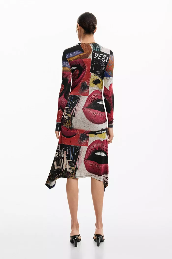 Women's Printed Dress With Lips - thumbnail 5