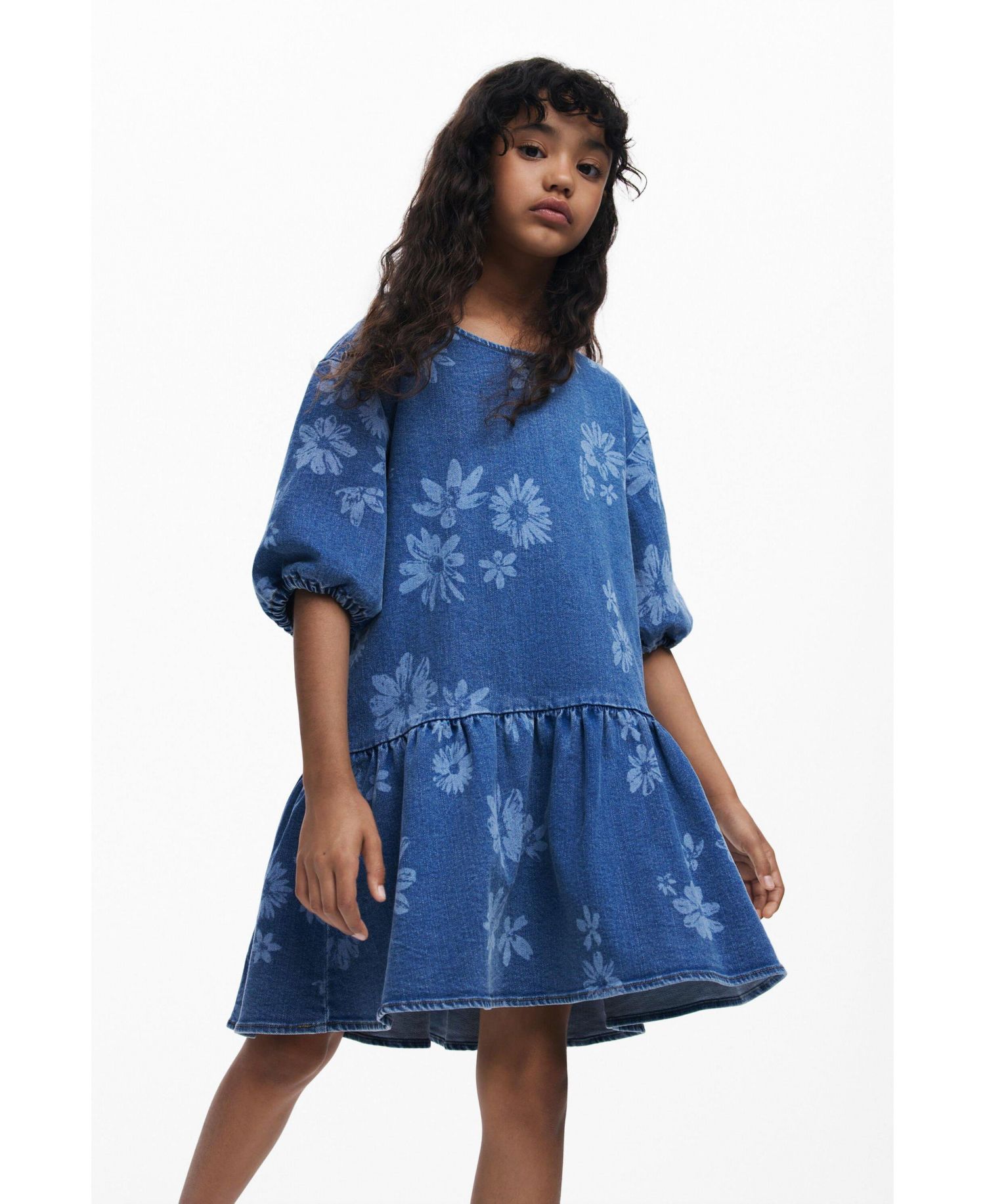 Girls's Denim floral dress