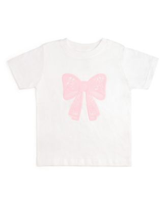 Baby Girls Lace Bow Puff Ink Short Sleeve T-Shirt