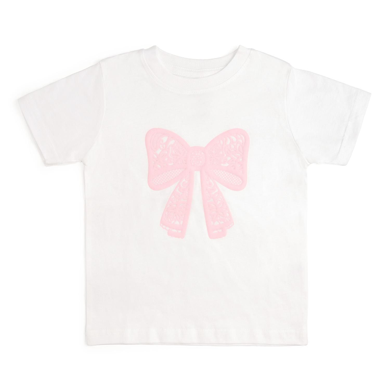 Baby Girls Lace Bow Puff Ink Short Sleeve T-Shirt