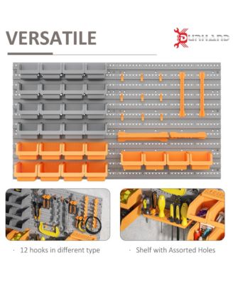 44 Piece Wall Mounted Pegboard Tool Organizer Rack Kit,