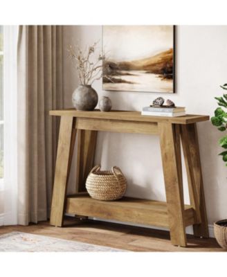 41.3" Farmhouse Console Table, 2-Tier Wooden Entryway Table