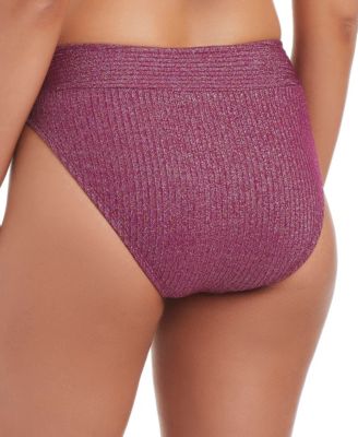Women's Rib & Shine V-Waist High Leg Swim Bottoms, Macy's Exclusive