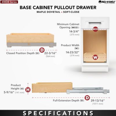 14.71" Pullout Kitchen Cabinet Drawer w/ Soft-close, 4WDB-15SC-1