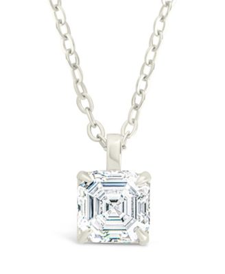 Asscher Prong Set Pendant Necklaces