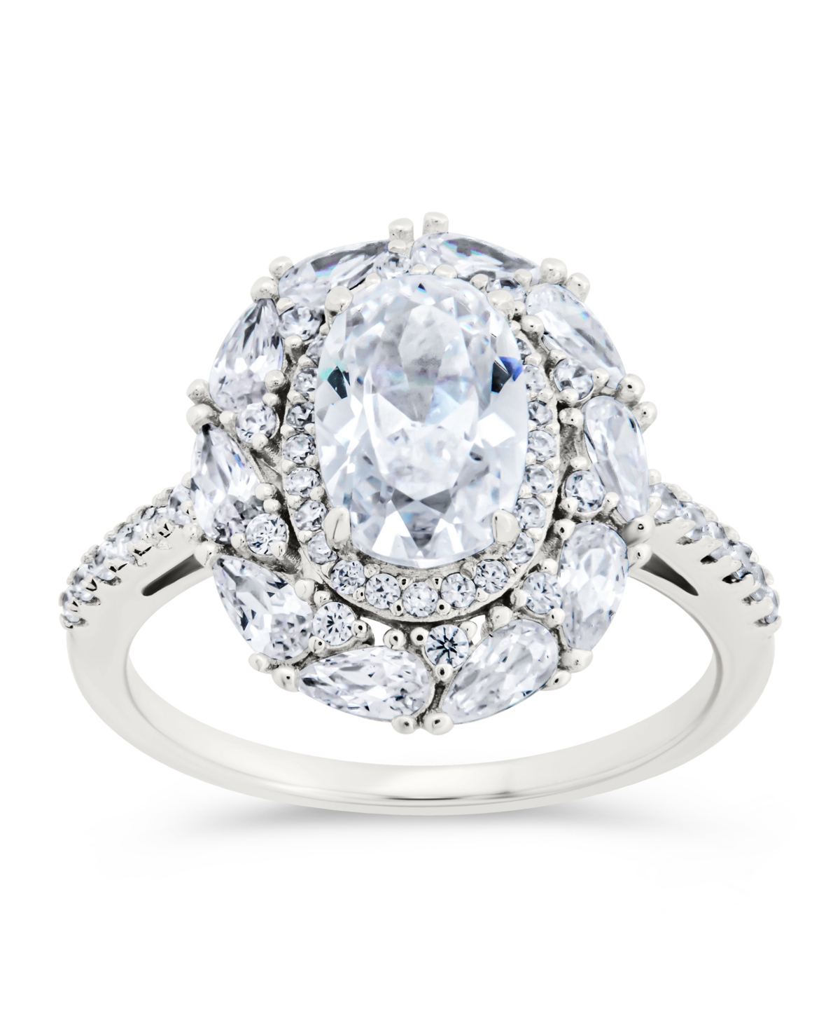 Sterling Forever Callie Oval Cz Border Ring