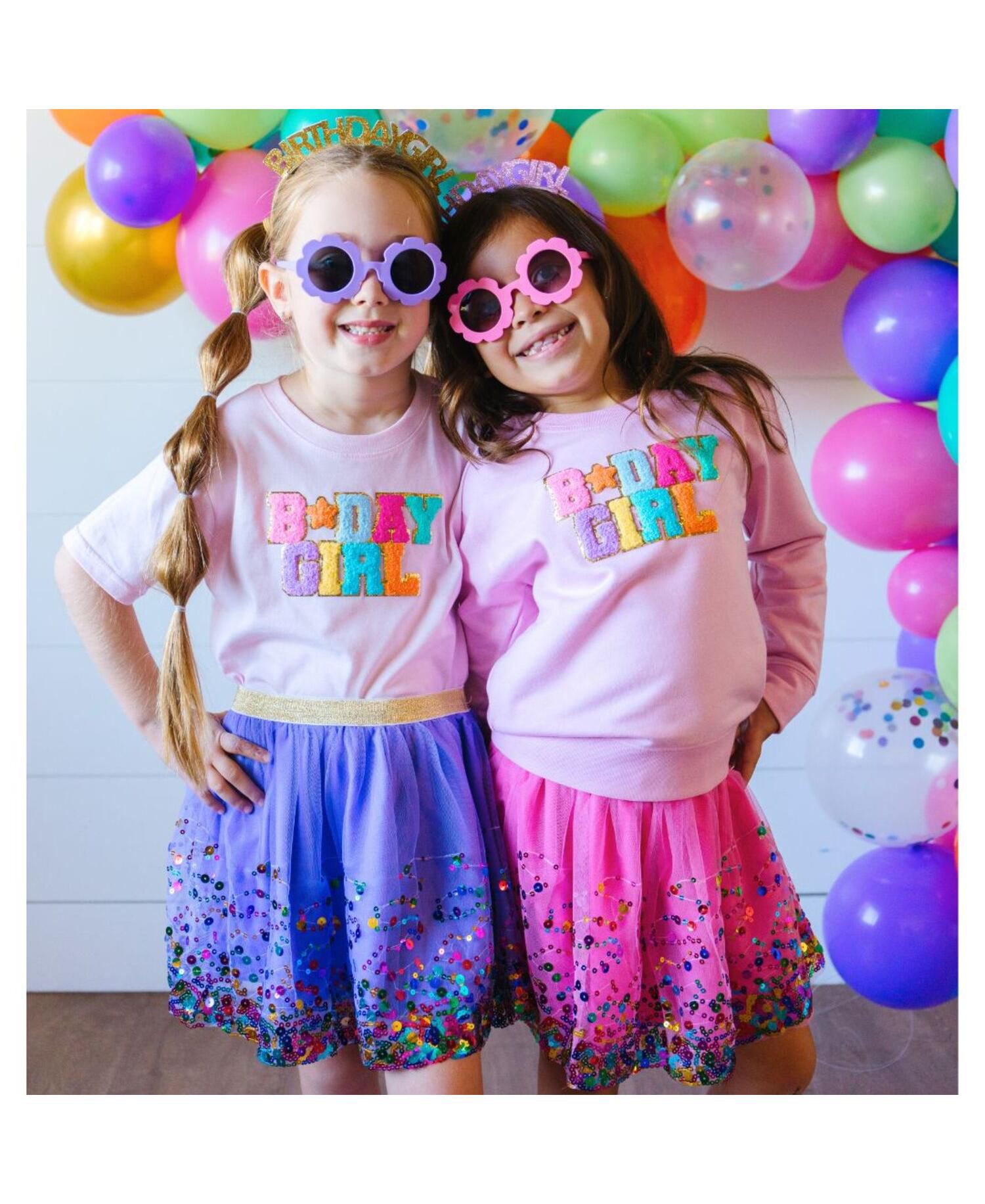 Little and Big Girls Birthday Girl Patch Sweatshirt