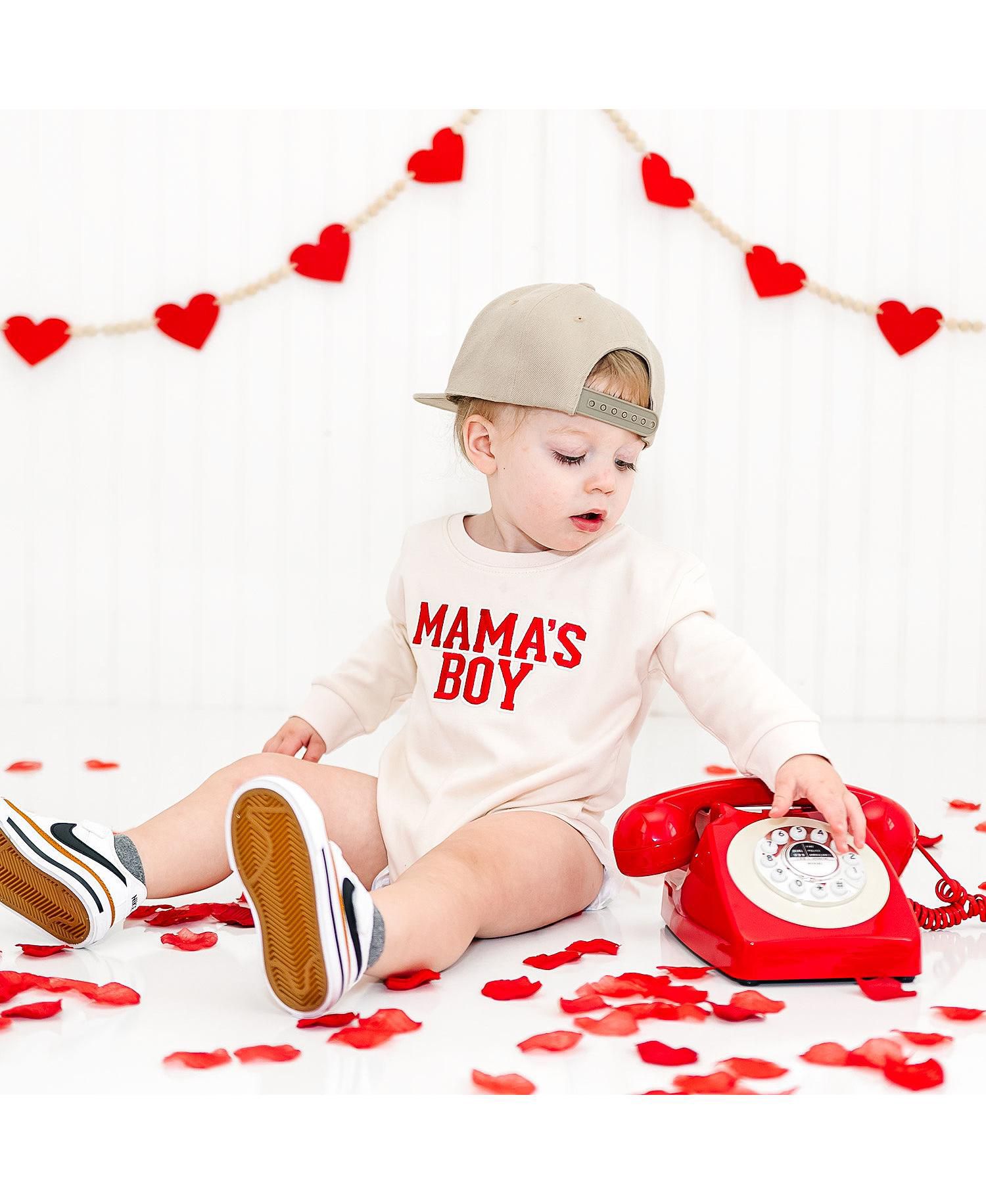 Baby Boys Mama's Varsity Patch Long Sleeve Romper