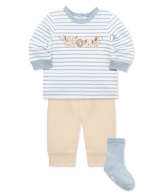 Baby Boys' Woof Striped T-Shirt, Joggers and Socks, 3-Piece Set
