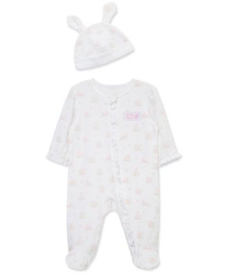 Baby Girls' My 1st Easter Round Neck Footie and Hat