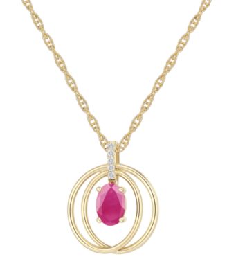 Sapphire (1 ct. t.w.) And Diamond (1/20 ct. t.w.) Pendant Necklace in 14k White Gold (Also Available in Emerald & Ruby)