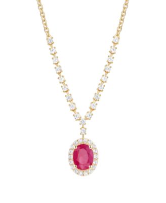 Sapphire (1-1/2 ct. t.w.) And Diamond (5/8 ct. t.w.) Necklace in 14k White Gold (Also Available Emerald & Ruby)