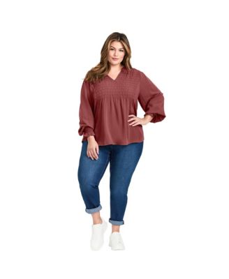 Women's Plus Size Marcie Shirred Detail Blouse Tops